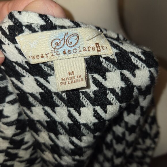 SO Dress Black White Houndstooth Big Button Babydoll Empire High Waist Mid 90s - Picture 5 of 6